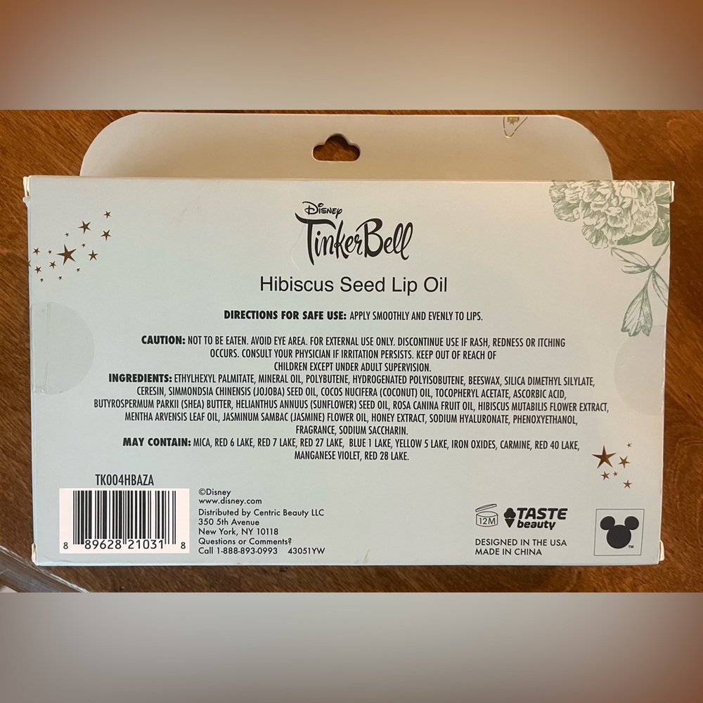 Disney Tinker Bell Collection Hibiscus Seed Lip Oils New in Box - Picture 2 of 2